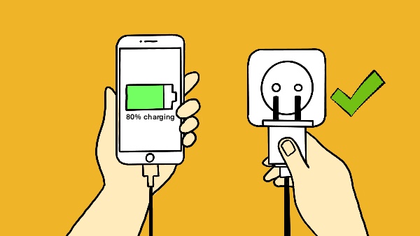 هرگز تلفن را از برق جدا نکنید مگر اینکه 80٪ شارژ شود